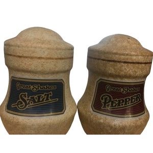 Vtg Treasure Craft Salt And Pepper Shaker Clay Pottery Set Large Made In USA